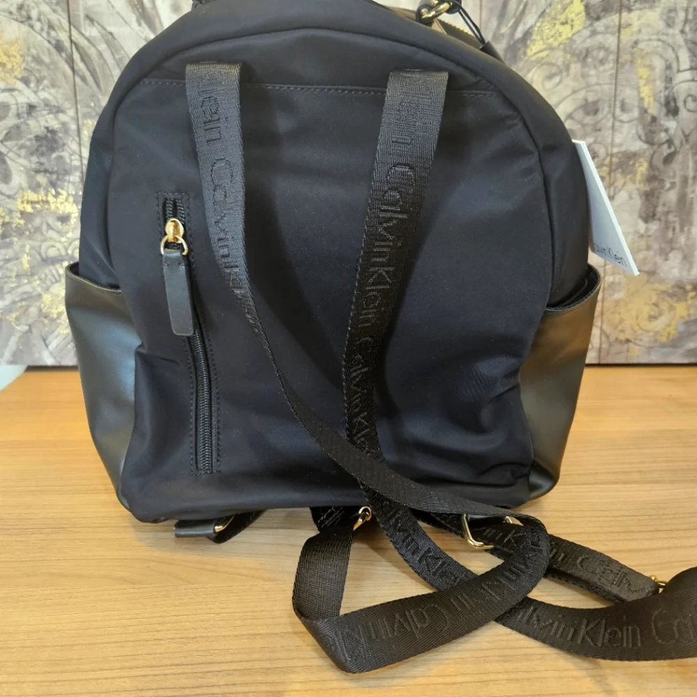 🔥NWT Calvin Klein Backpack Black with Gold Hardware
